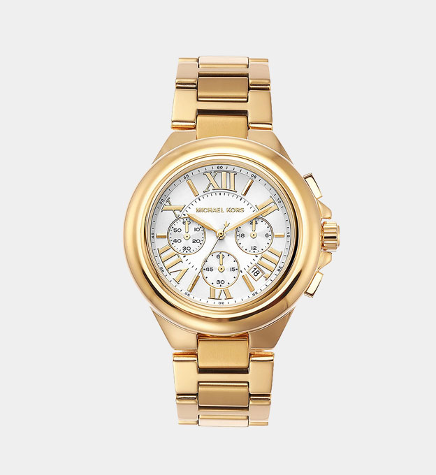 Michael Kors Watch Womens White Yellow Gold