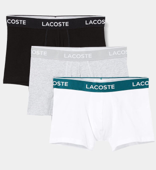 Lacoste 3 Pack Boxers Mens Grey Black White