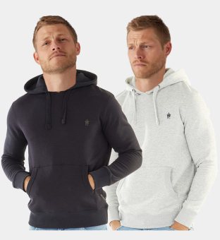 French Connection 2 Pack Hoody Mens Dark Navy Light Grey