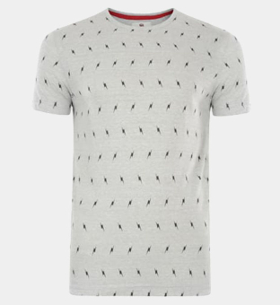 Bellfield Lightning Bolt Print T-shirt Mens Grey