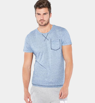 Bellfield Burnout Crew Neck T-shirt Mens Blue