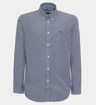 Harmont & Blaine Shirt Mens Blue White Checked