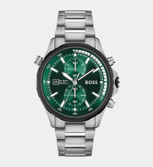 Hugo Boss Watch Mens Silver Green 