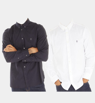 French Connection 2 Pack Shirts Mens Dark Navy White