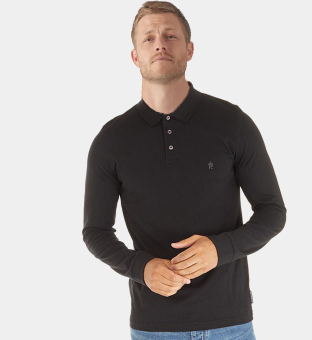 French Connection Polo Shirt Mens Black Gunmetal