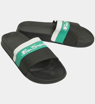 Ben Sherman Sliders Mens Black Green White