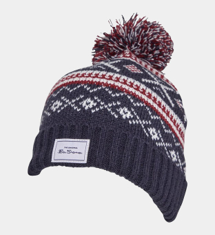 Ben Sherman Beanie Mens Navy White Wine