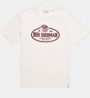 Ben Sherman T-shirt Mens Ivory Burgundy