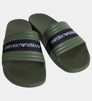 Emporio Armani Slides Mens Green