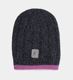 Harmont & Blaine Beanie Womens Dark Blue Grey Pink