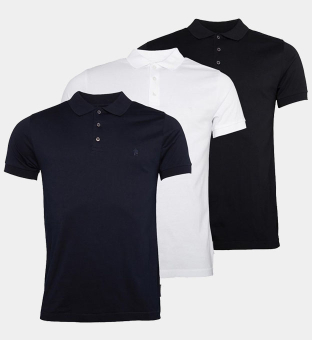 French Connection 3 Pack Polo Shirts Mens Black White _Marine