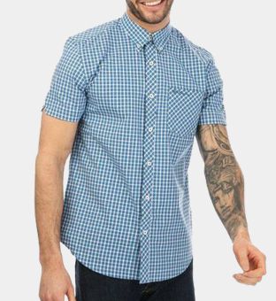 Ben Sherman Shirt Mens Blue Check White