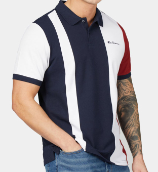 Ben Sherman Polo Shirt Mens Navy Red White