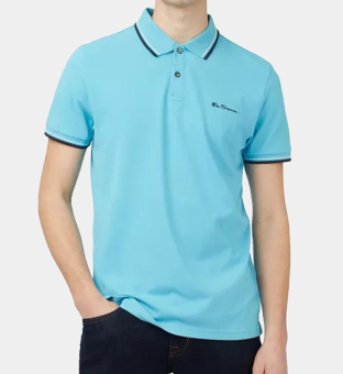 Ben Sherman Polo Shirt Mens Teal Multi