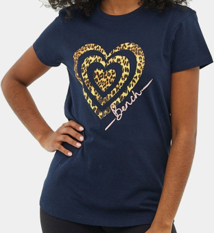 Bench T-shirt Womens Navy Leopard Print