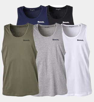 Bench 5 Pack T-shirts Mens Black _White _Khaki _Grey Marl _Navy