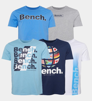 Bench 5 Pack T-shirts Mens Blue _Grey Marl _Navy _White _Ice Blue