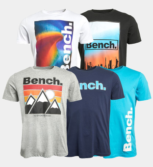 Bench 5 Pack T-shirts Mens White Black Grey Navy Sky Blue