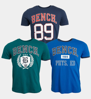 Bench 3 Pack T-shirts Mens Navy _Royal _Dark Green