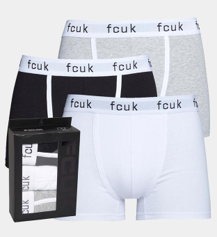 French Connection 3 Pack Boxers Mens Grey _White _Black