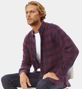 French Connection Shirt Mens Navy Burgundy