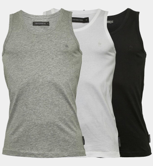 French Connection 3 Pack T-shirts Mens Black _White _Light Grey Melange