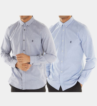 French Connection 2 Pack Shirts Mens Sky Marine