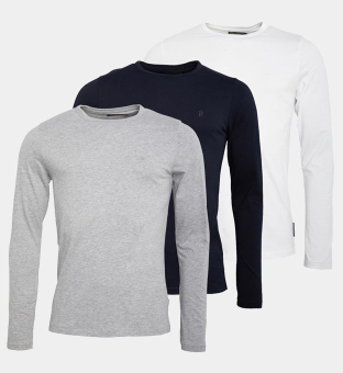 French Connection 3 Pack T-shirts Mens Black _White _Light Grey Marl