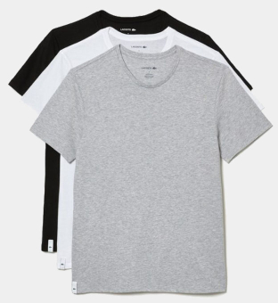 Lacoste 3 Pack T-shirts Mens Grey Black White