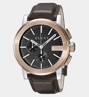 Gucci Watch Mens Silver Brown Black