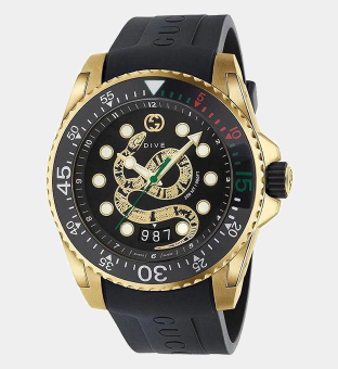 Gucci Watch Mens Black Gold