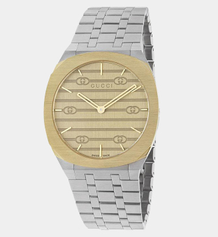 Gucci Watch Unisex Silver Grey Gold